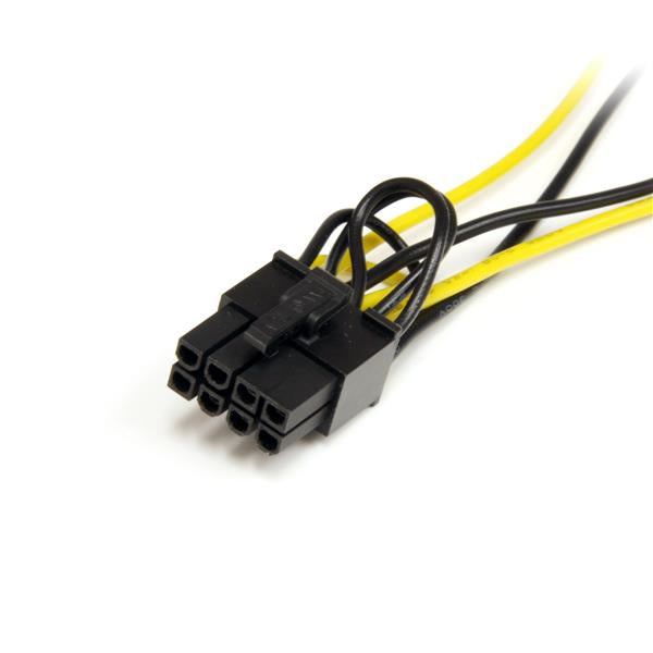 StarTech.com SATA-auf-8-Pin-PCIe-Y-Kabel Stromkabel – SATA 15-Pin zu PCIe 8-Pin, 0,15 m, Schwarz/Gelb