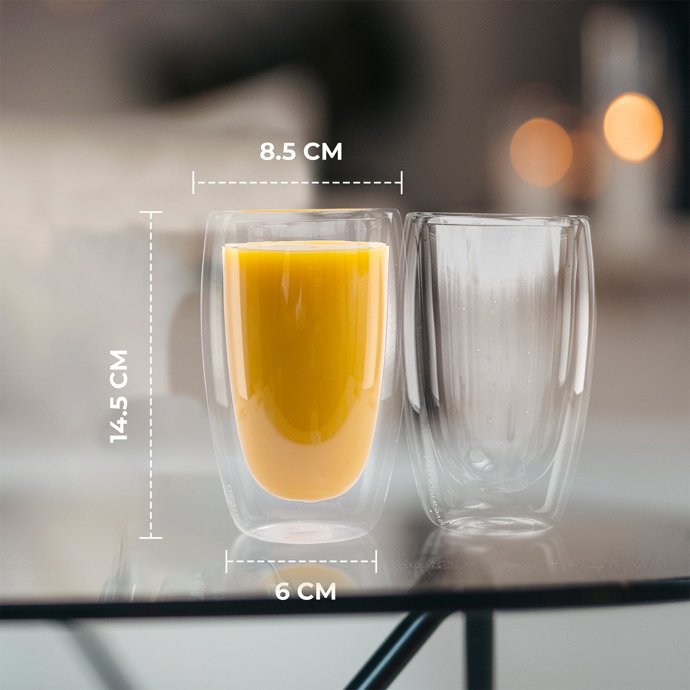 Exitoso Latte Macchiato Gläser – 6er Set, 330 ml, Ø 8,5 cm, H 14,5 cm, Glas, Transparent, doppelwandig