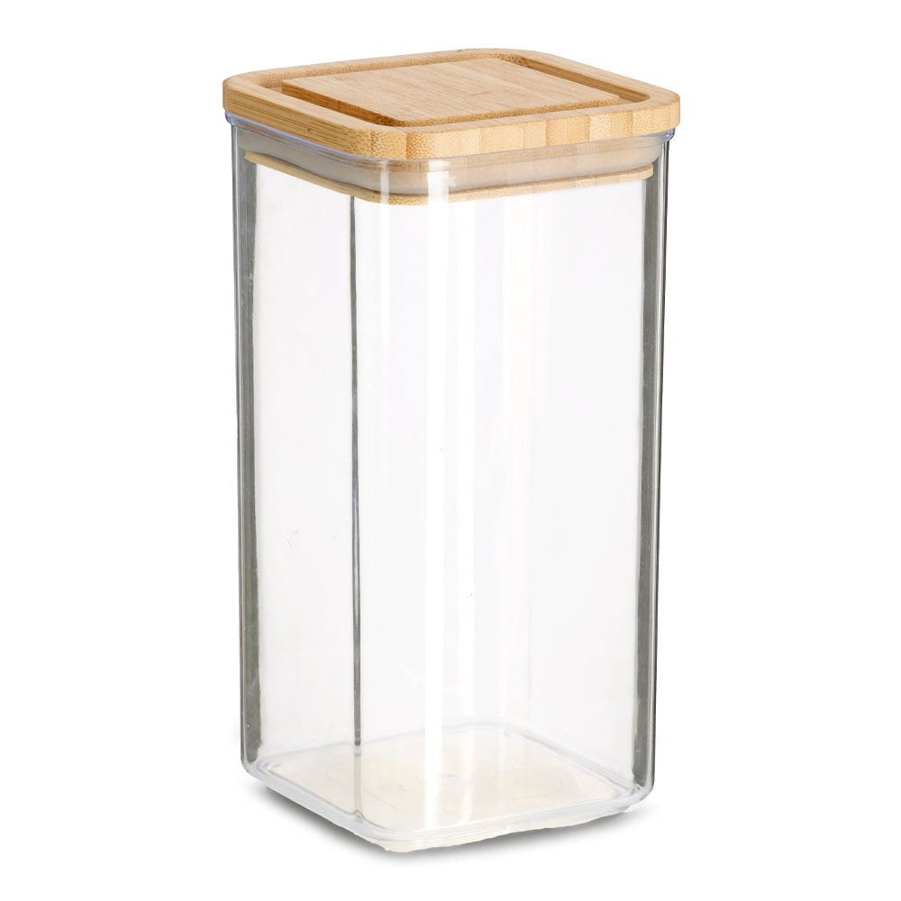 Zeller Present Vorratsdose 1,2 l, 10 × 10 × 19,4 cm, Bambus/Polypropylen (PP)/Silikon, transparent/braun