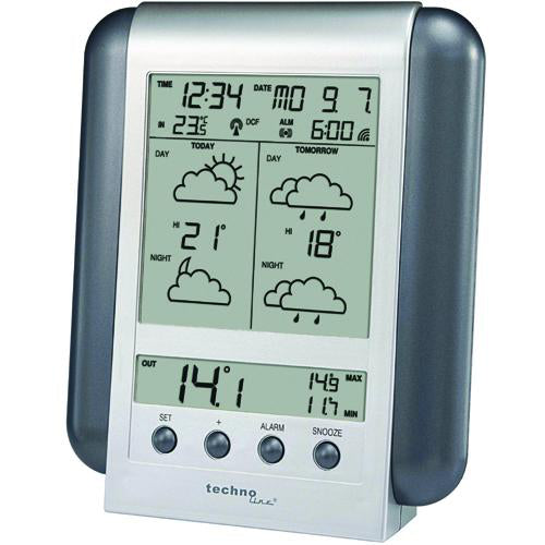 Technoline WM5412 – Wetterstation, Innen/Aussen, DCF-Funkuhr, Display – Silber