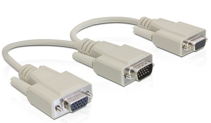 DeLOCK Adapter VGA (D-Sub) zu 2× VGA (D-Sub) – 2 Ports, 0,2 m, passiv, Beige