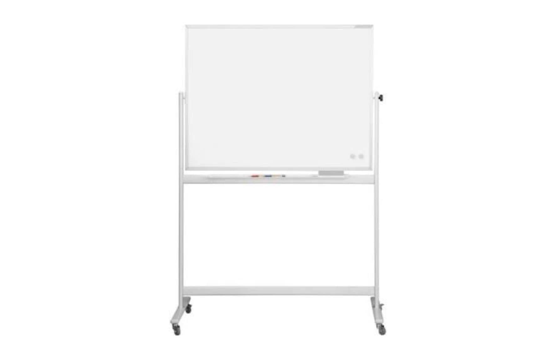 Magnetoplan Whiteboard – 120 × 80 cm, lackierter Stahl, Aluminiumrahmen, mobil, inkl. Stiftablage