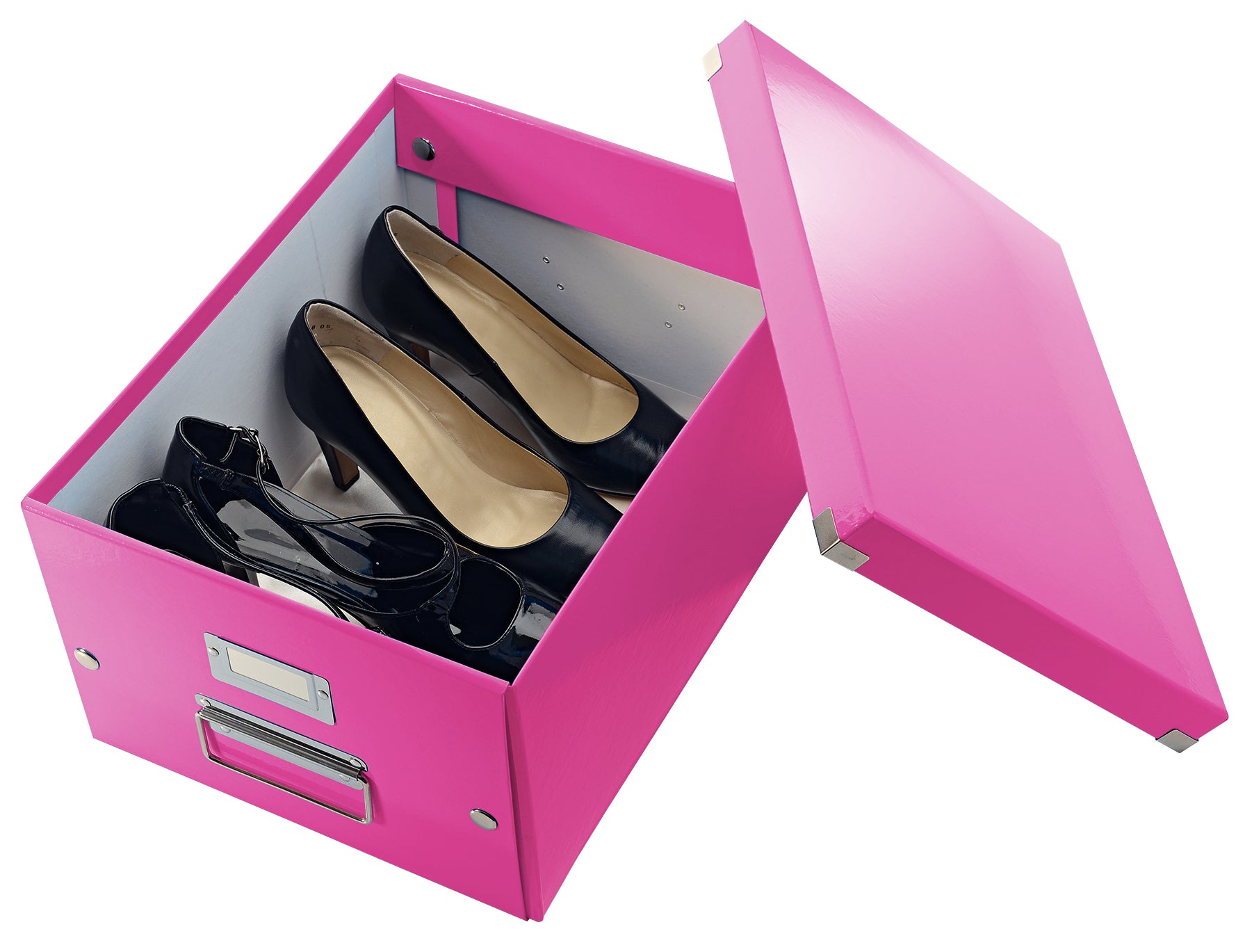 Leitz Click&Store Aufbewahrungsbox 17 l – für A4, mit Deckel, stapelbar, mit Tragegriff, pink, PP