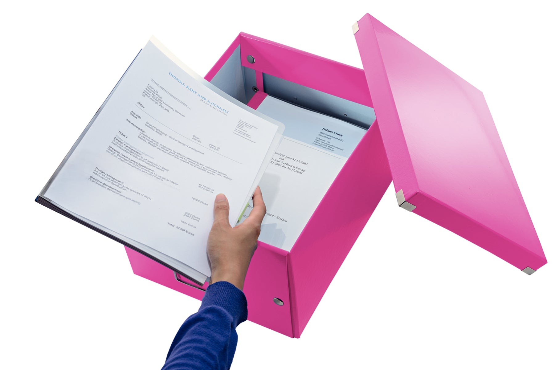 Leitz Click&Store Aufbewahrungsbox 17 l – für A4, mit Deckel, stapelbar, mit Tragegriff, pink, PP