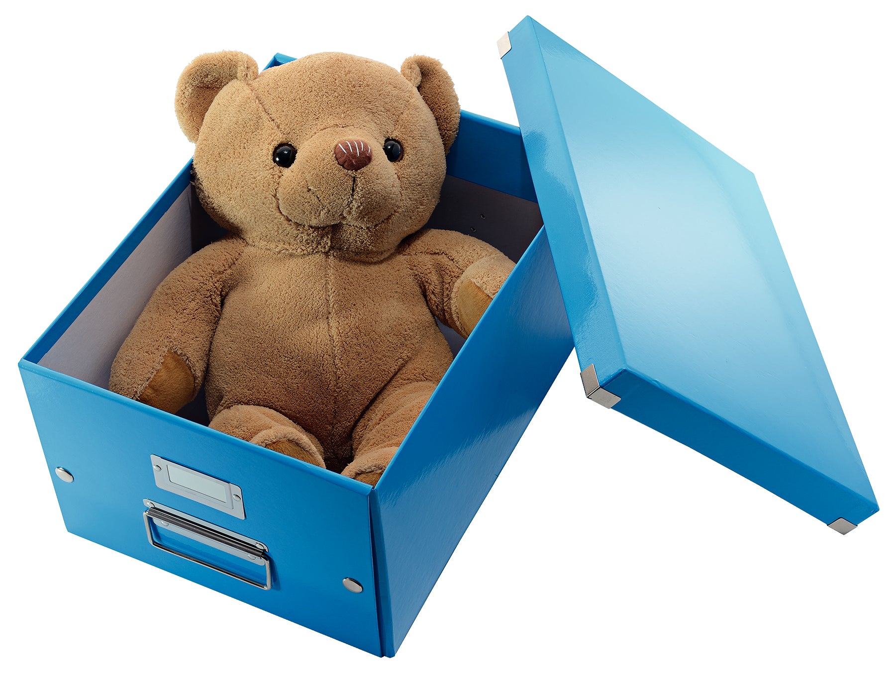 Leitz Click & Store Aufbewahrungsbox 17 l – für A4, mit Deckel, stapelbar, mit Etikettenhalter, blau, MDF/PP