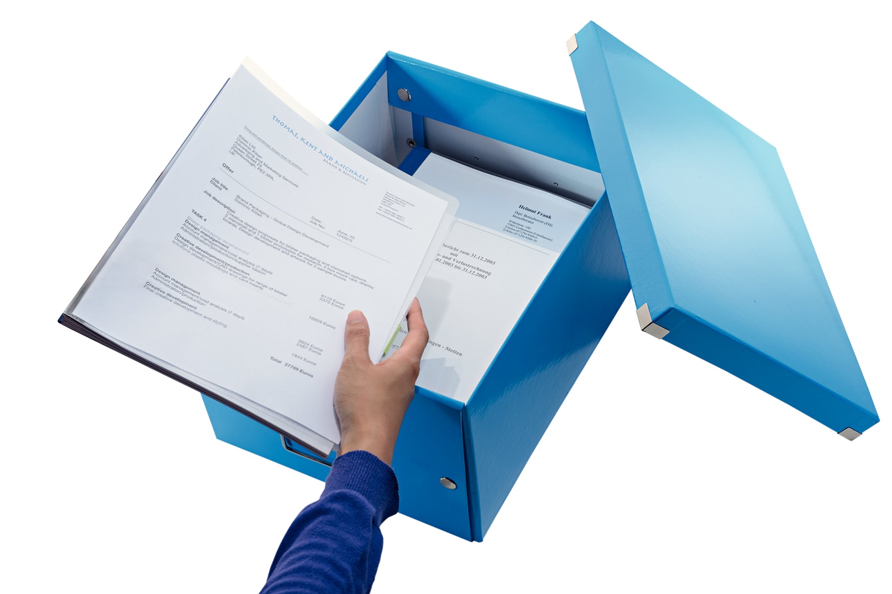 Leitz Click & Store Aufbewahrungsbox 17 l – für A4, mit Deckel, stapelbar, mit Etikettenhalter, blau, MDF/PP