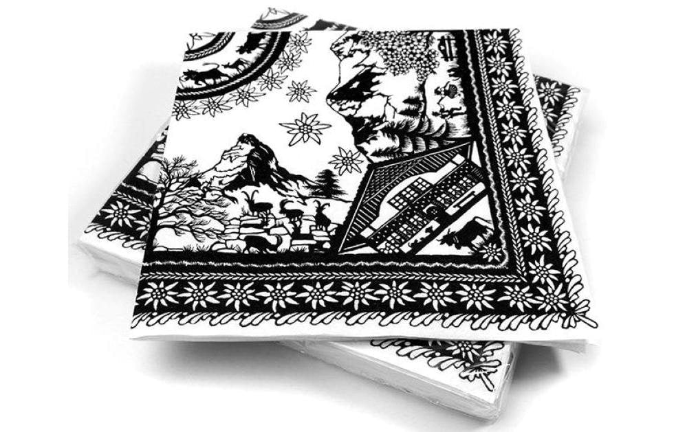 Trendform Servietten Scherenschnitt Landleben – schwarz/weiss – 33 × 33 cm, 3-lagig – 20 Stück