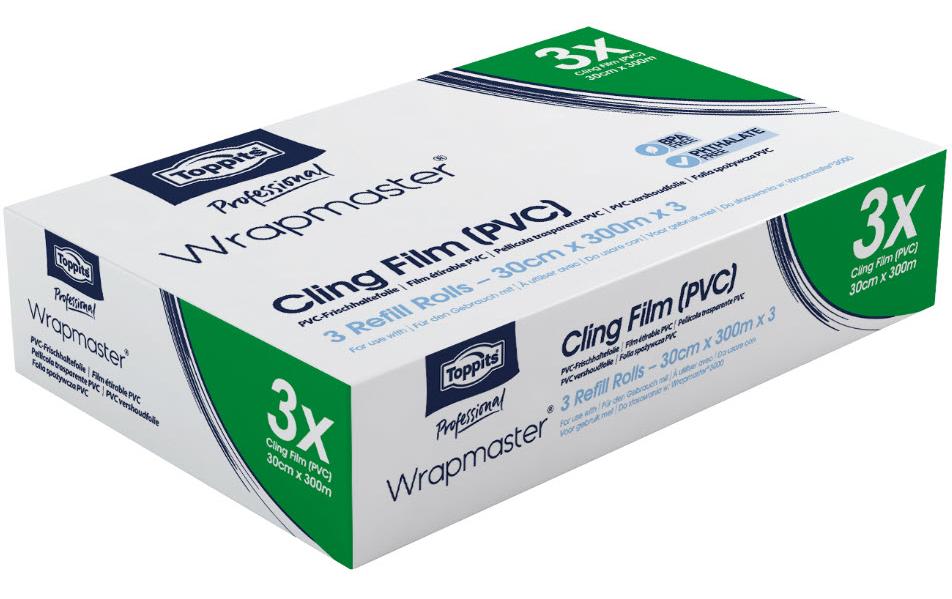 Toppits Wrapmaster Frischhaltefolie – 30 cm × 300 m – 3er Pack – PVC