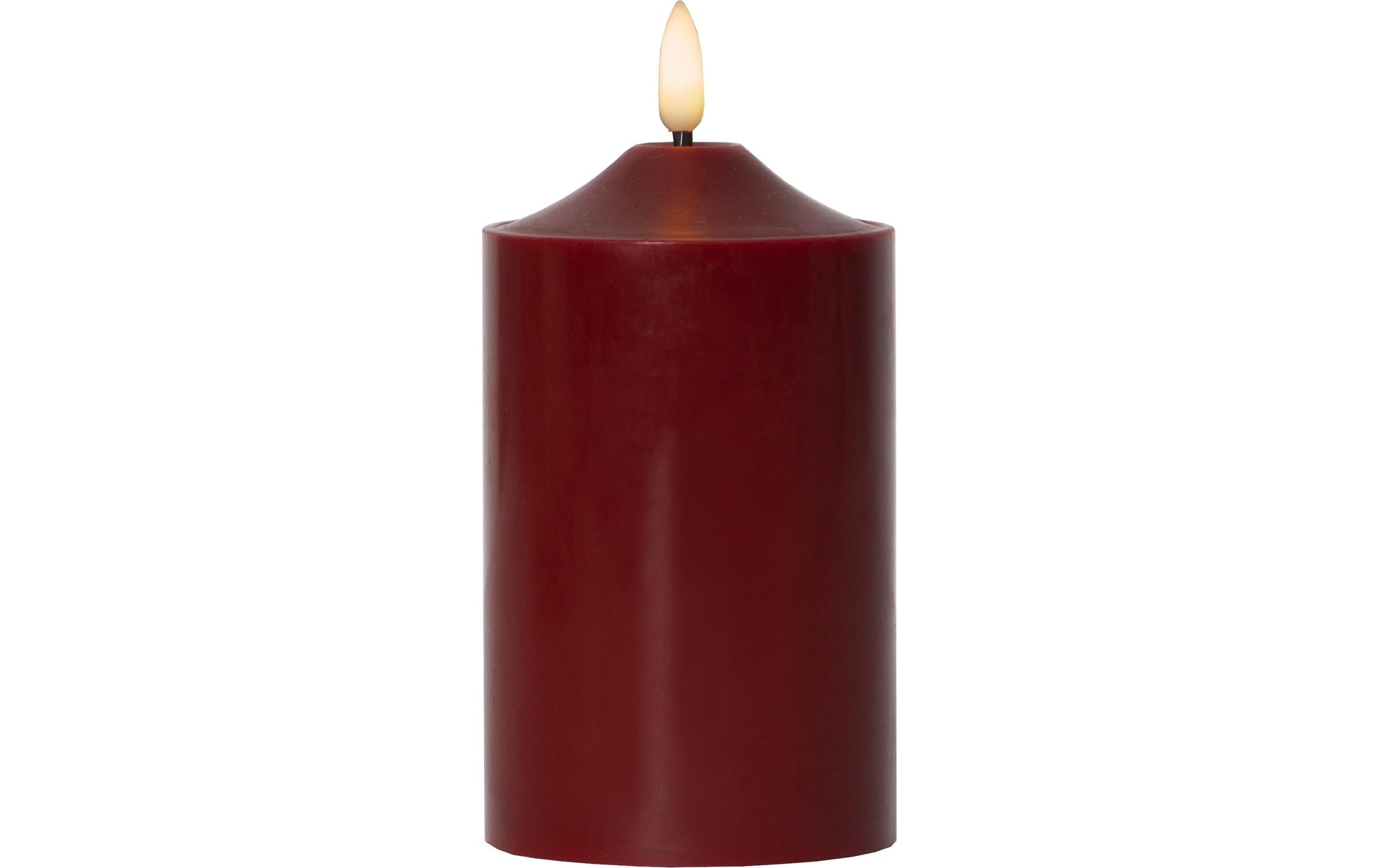 Star Trading LED-Kerze 063-53 – Ø 7,5 × 15,0 cm, 0,03 W, Warmweiss, Rot, Timer, Batteriebetrieben, 2× AA