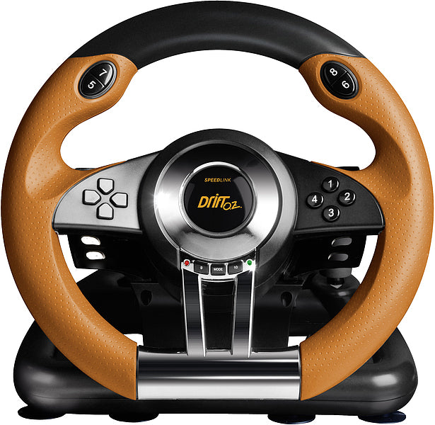 SPEEDLINK DRIFT O.Z. SL6695BKO – Gamepad – USB (kabelgebunden), Lenkrad mit Pedalen, 12 Tasten, Vibration – für PC