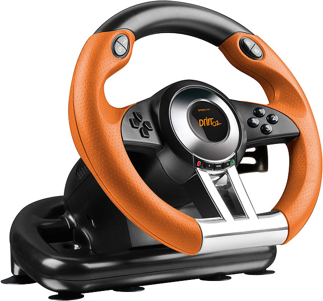 SPEEDLINK DRIFT O.Z. SL6695BKO – Gamepad – USB (kabelgebunden), Lenkrad mit Pedalen, 12 Tasten, Vibration – für PC