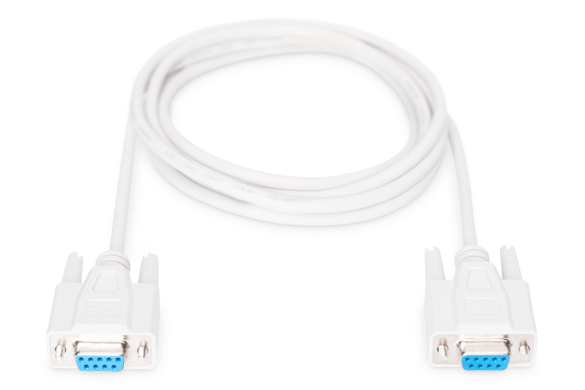 Digitus Seriell-Adapter D-Sub9 zu D-Sub9 – geschirmt, AWG 28, 2 m, Beige