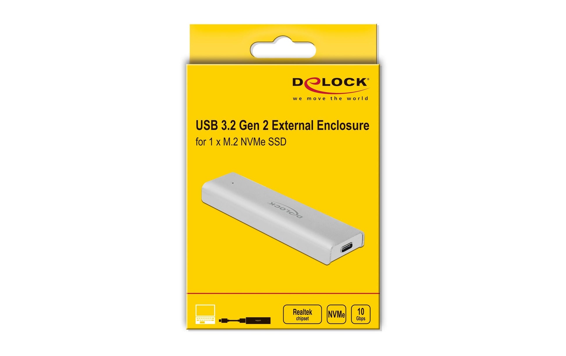 DeLOCK M.2 NVMe zu USB-C 3.2 Gen 2 Gehäuse – 1-Bay Externes SSD-Gehäuse – für M.2 (Key-M, PCIe)