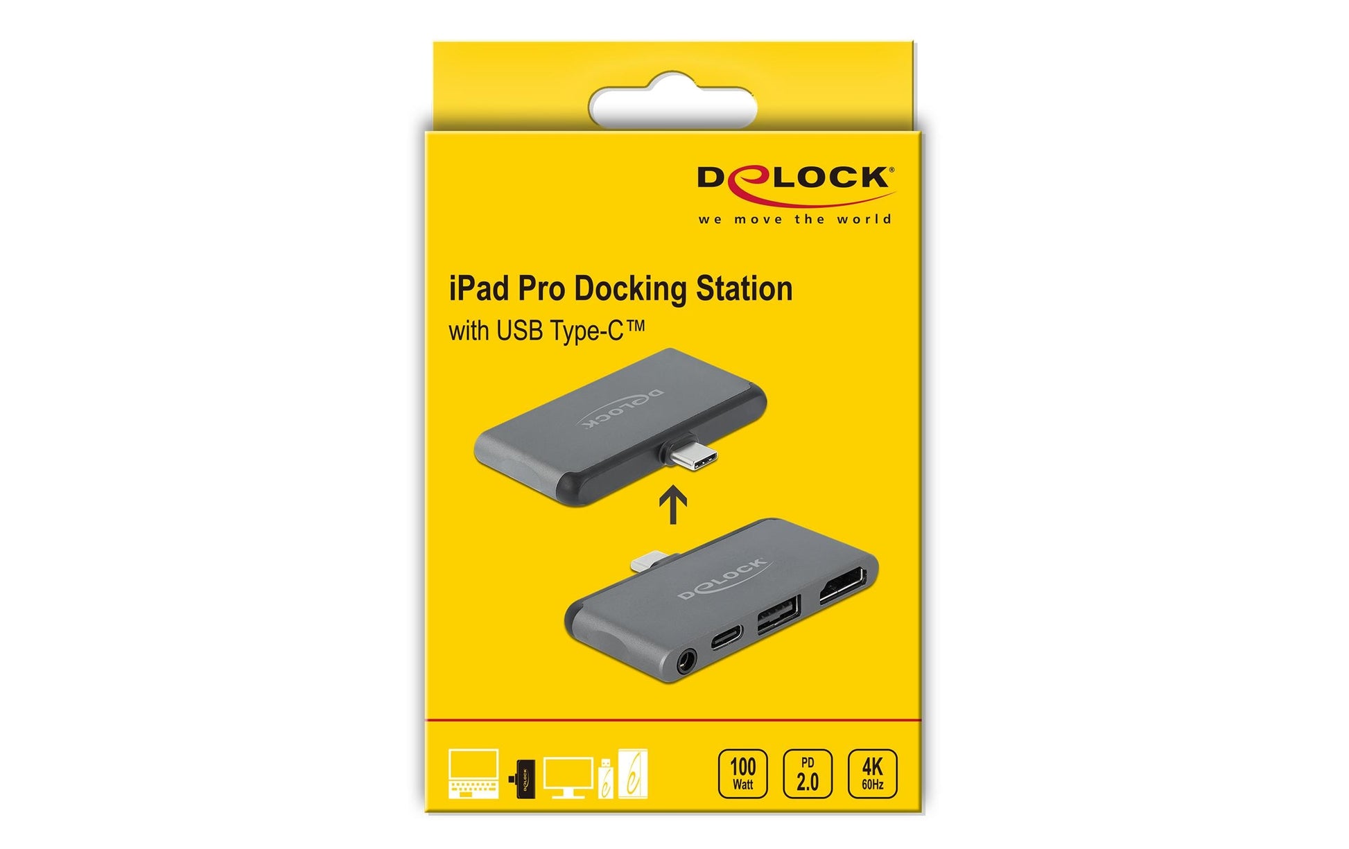 DeLOCK USB-C Dockingstation, HDMI, USB-A, USB-C, 3,5 mm, 4K 60 Hz – für iPad Pro, USB-C Geräte