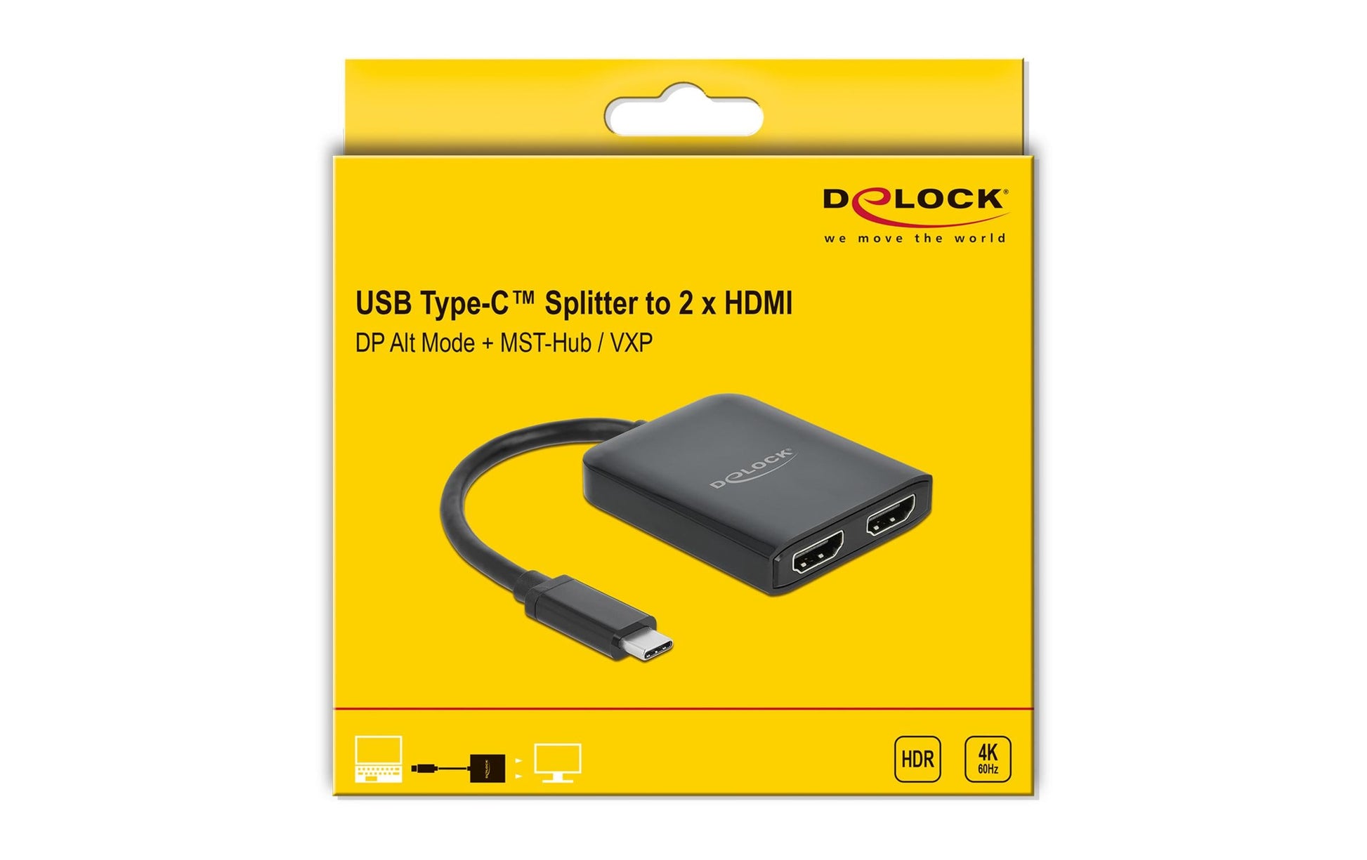 DeLOCK MonitorSplitter – USB-C > 2× HDMI, 4K bis 30 Hz, MST, Schwarz