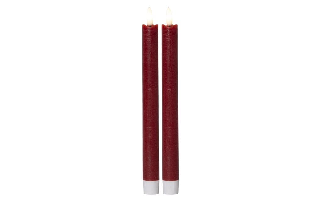 Star Trading LED-Dinnerkerze – 2-teilig, 24,5 cm – Wachs, rot