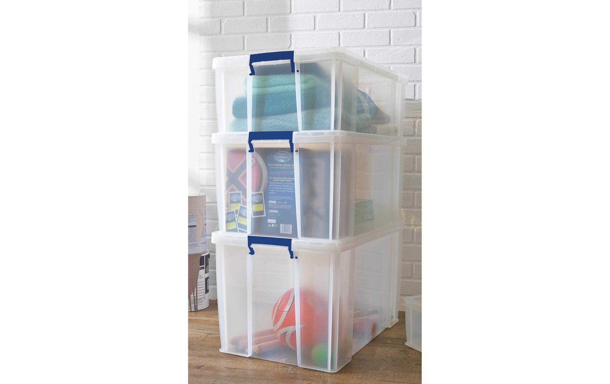 Fellowes ProStore Aufbewahrungsbox 85 L – mit Deckel, 660 × 390 × 440 mm, transparent, Kunststoff (PP)