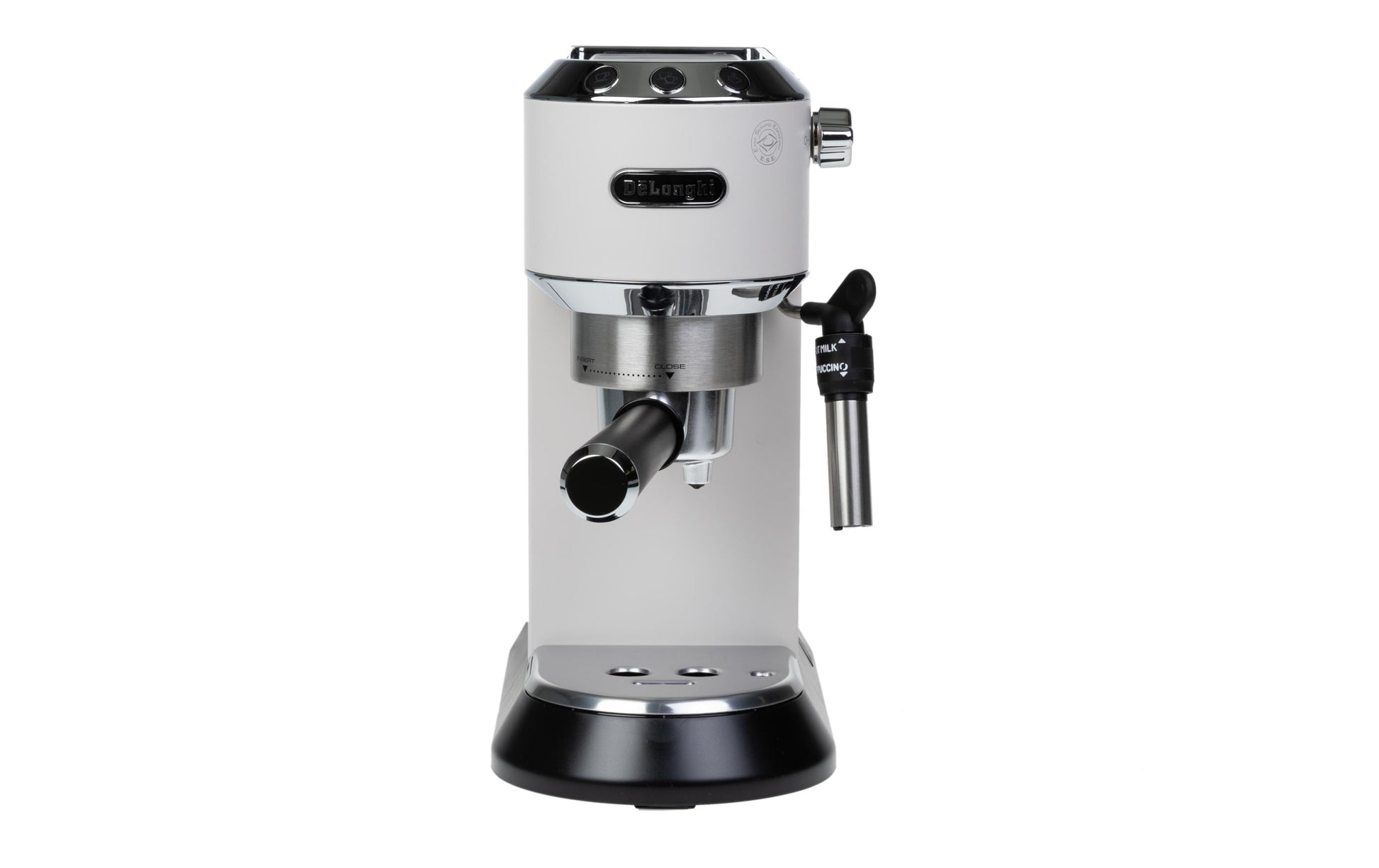 De’Longhi Dedica EC 685.W Siebträgermaschine – für E.S.E.-Pads, 15 bar, 1 l, Weiss