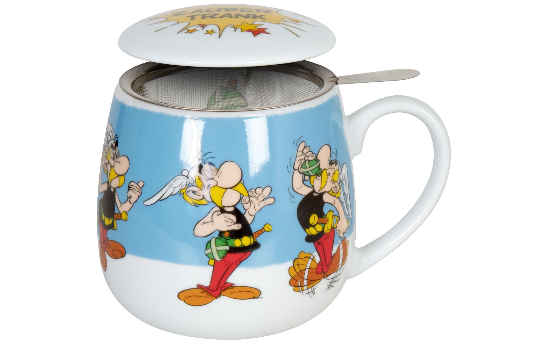 Könitz Porzellan Könitz Tasse Asterix - Zaubertrank – 420 ml, Ø 8,2 cm, H 9,7 cm, Porzellan, mit Deckel, spülmaschinenfest
