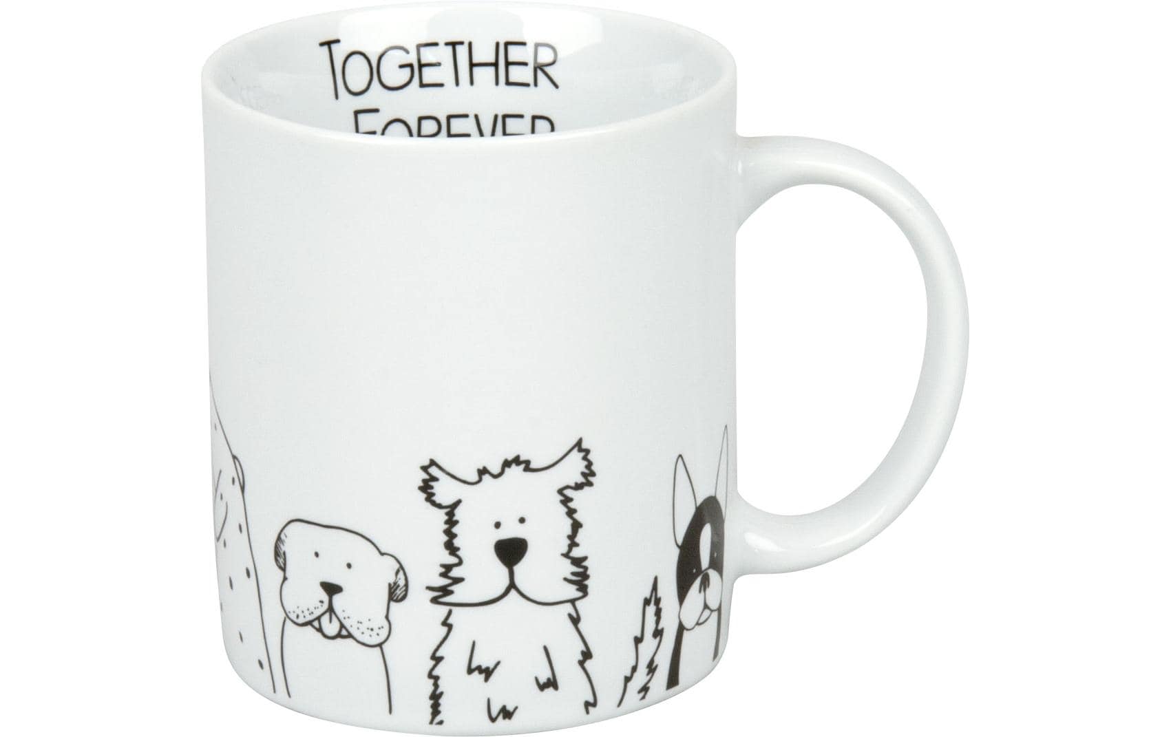 Könitz Porzellan Könitz Tasse Funny Dogs – 300 ml, Ø 8,1 cm, H 9,5 cm, Porzellan, Weiss, spülmaschinenfest, mikrowellengeeignet
