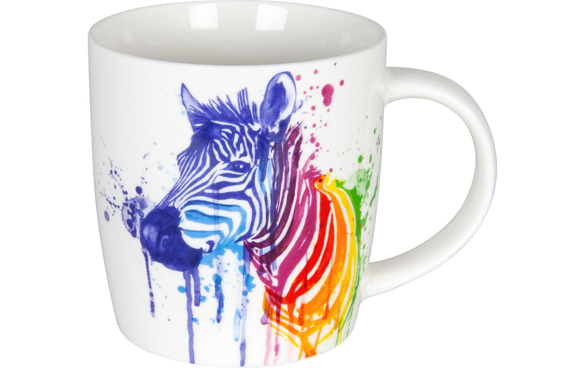 Könitz Porzellan Könitz Kaffeetasse Zebra Watercoloured Animals – 350 ml, Ø 8,8 cm, Knochenporzellan, spülmaschinenfest