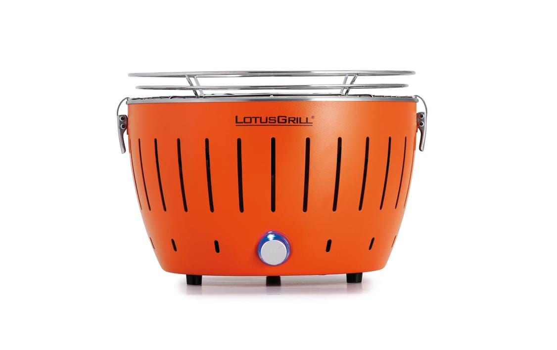 LotusGrill Tischgrill G280 – Ø 26 cm, Holzkohle, USB-Anschluss – Orange