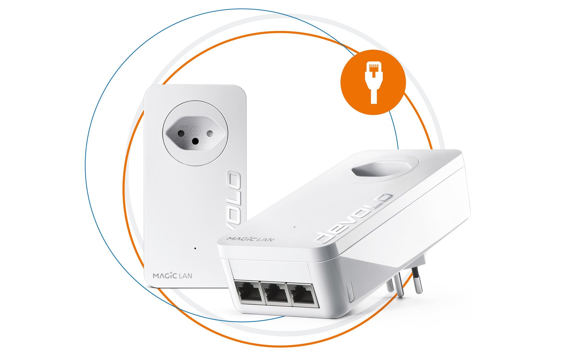 Devolo Magic 2 LAN – Powerline-Kit (2er-Set) – 2400 Mbit/s, 3× Gigabit-LAN + 1× Gigabit-LAN, Weiss