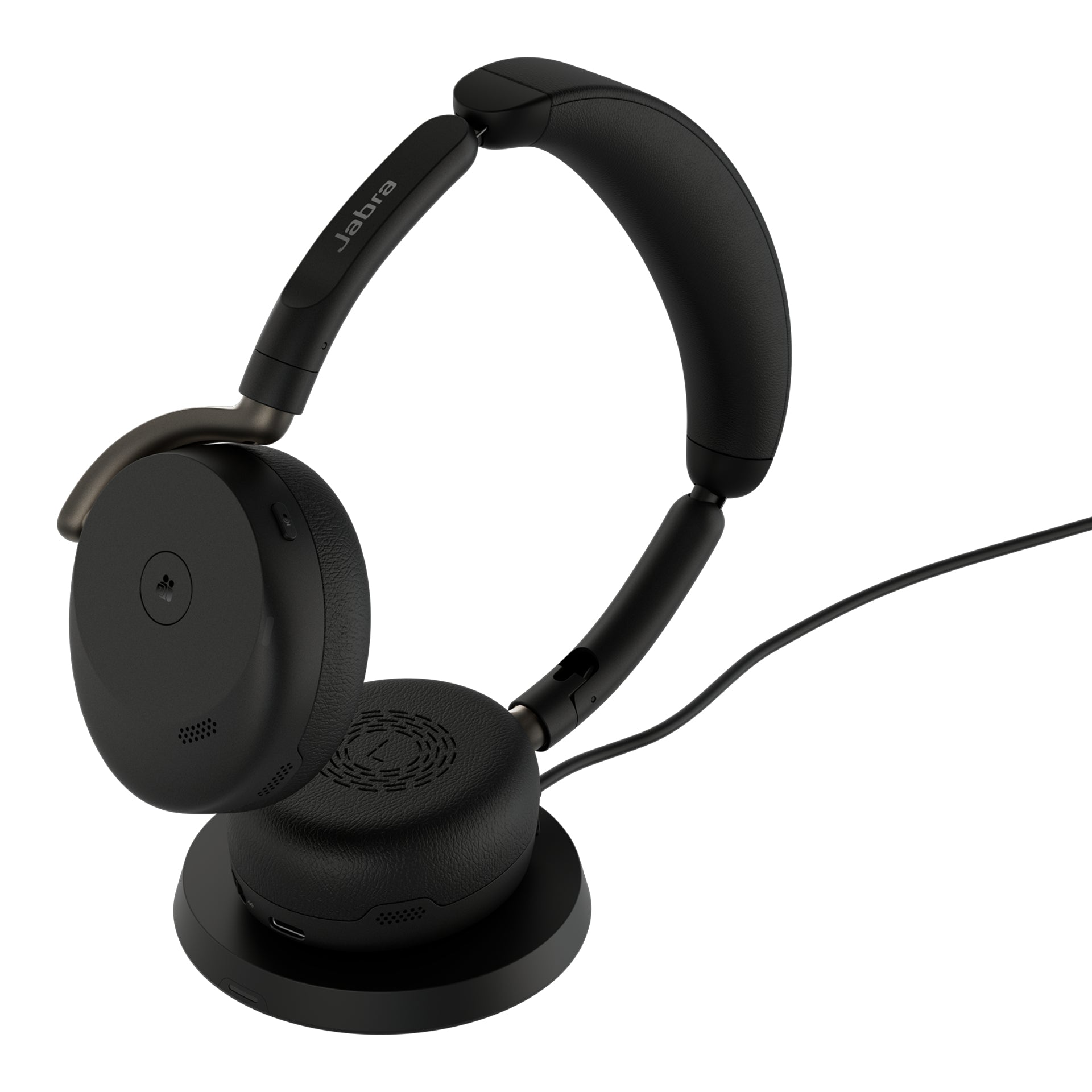 Jabra Evolve3 65 Flex Office-Headset – On-Ear, BT, MS Teams zertifiziert, mit USB-C-Dongle, Qi-Laden, Schwarz