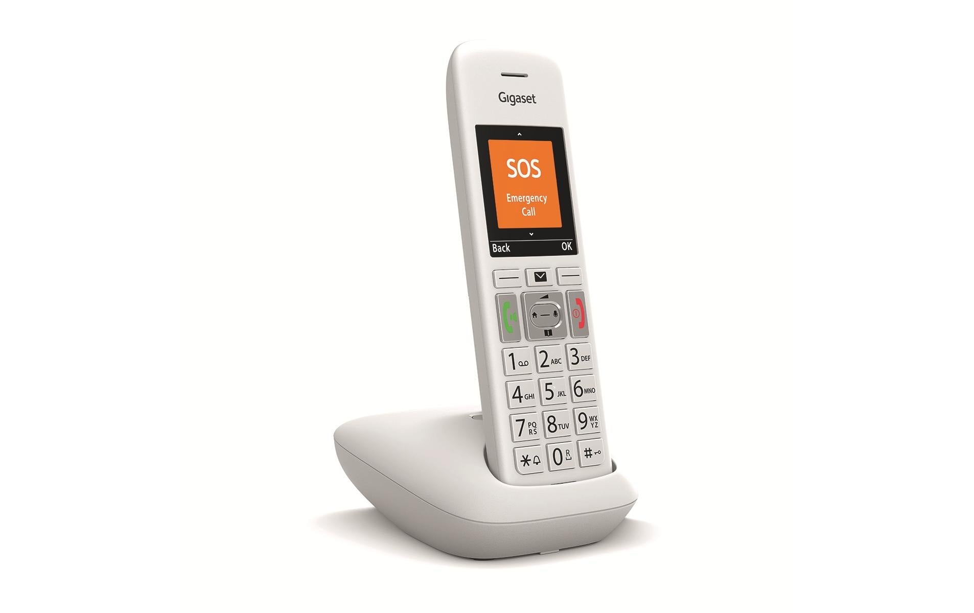 Gigaset E390 – Grosstastentelefon, 2,2" Display, Weiss
