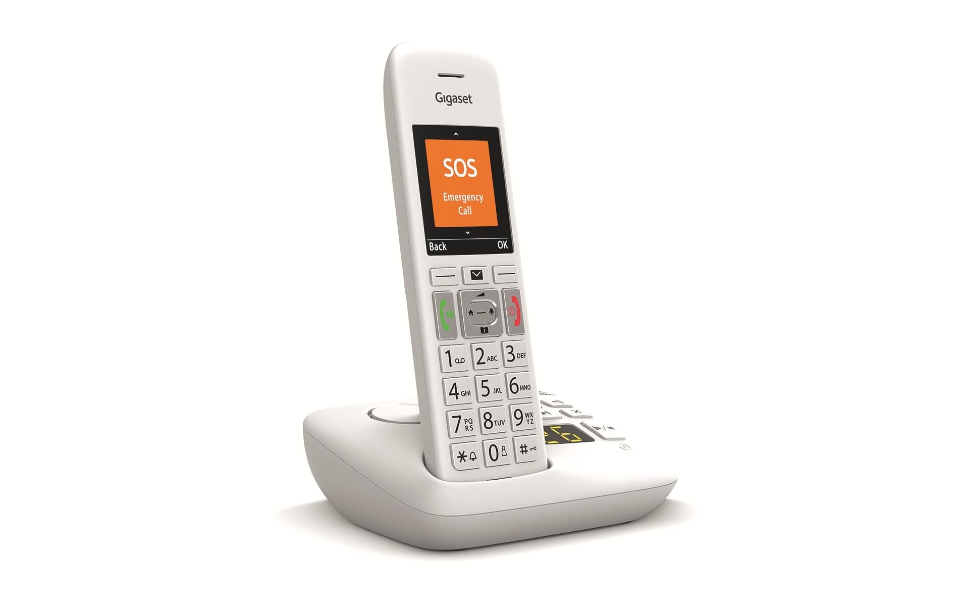 Gigaset E390A – DECT-Telefon mit Anrufbeantworter, 2" Display, Weiss