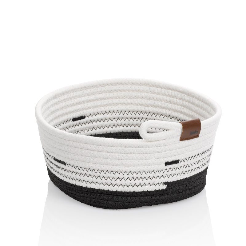 Kela Hedda Aufbewahrungskorb – Polyester – Schwarz/Weiss – Ø 250 × H 120 mm
