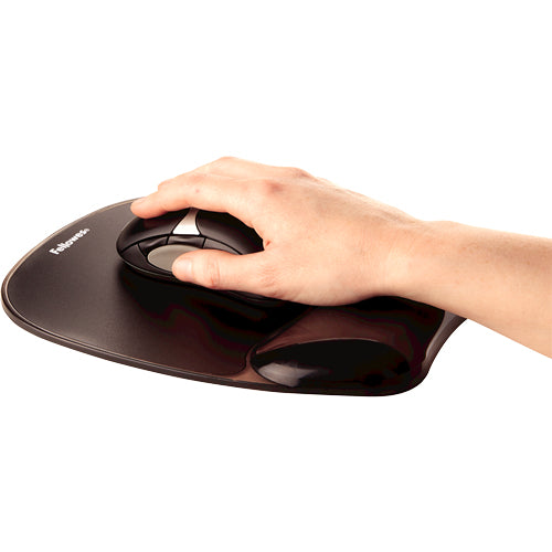 Fellowes Mausmatte mit Handgelenkauflage – Crystals – Gel, abwaschbar – 230×202×15 mm – schwarz