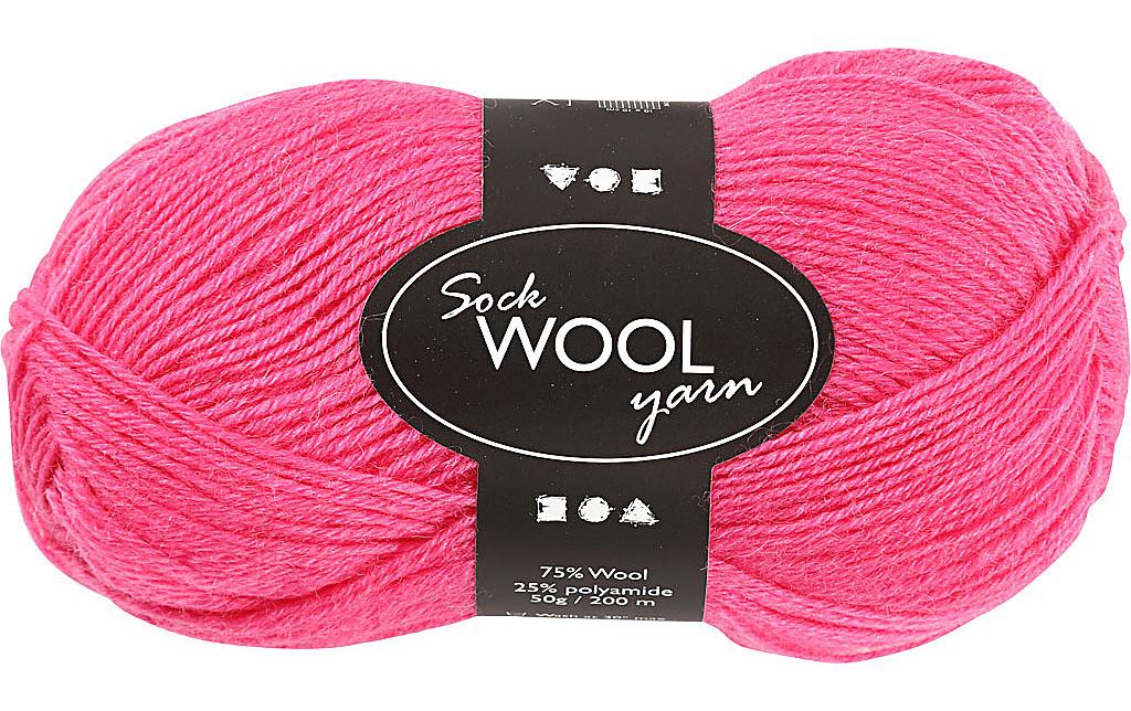 Creativ Company 41323 Wolle Pink – 50 g, 200 m, Nylon, Nadel 2 mm, 1 Stk.