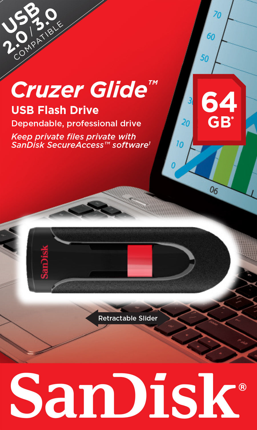 SanDisk Cruzer Glide USB-Stick – 64 GB