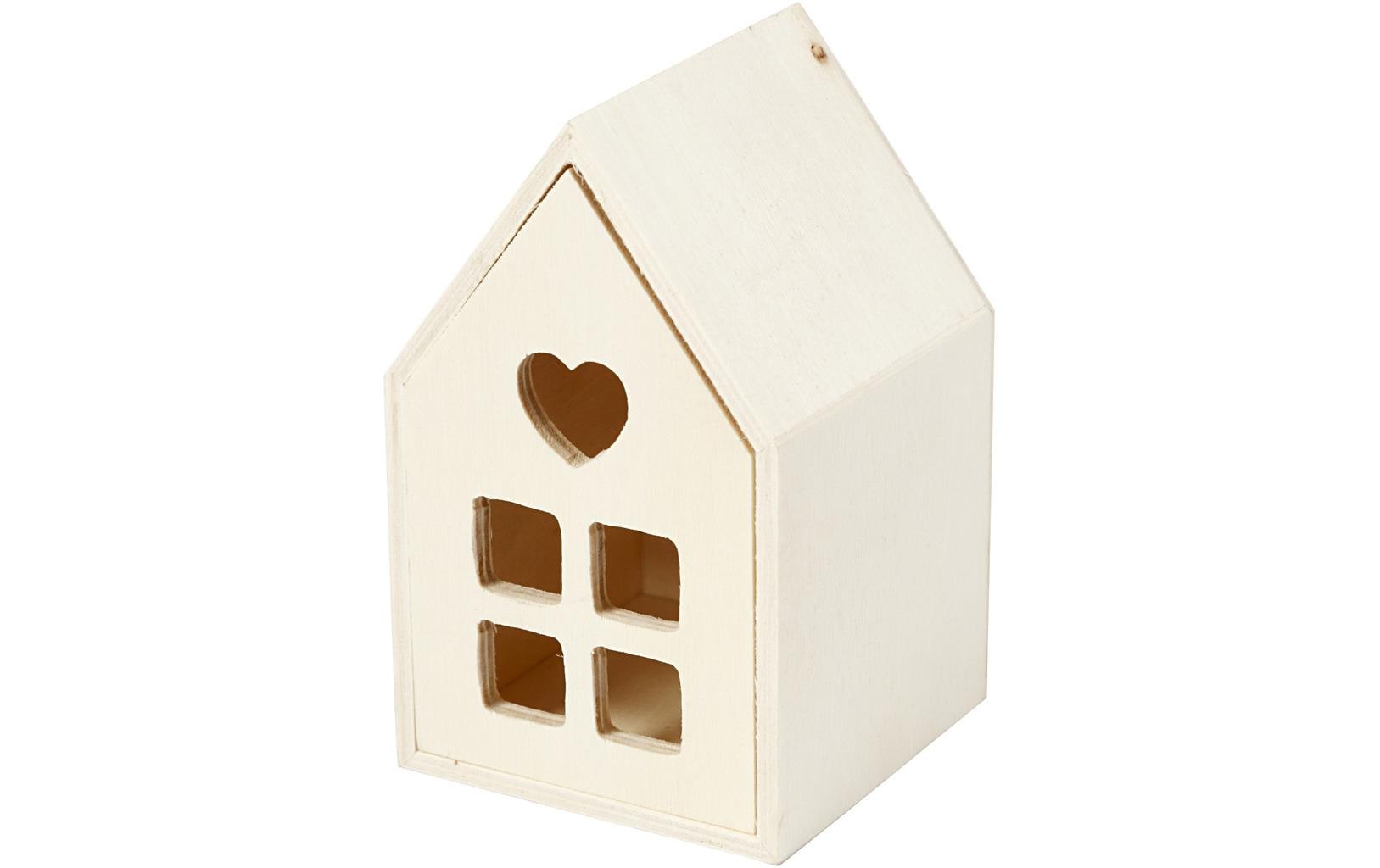 Creativ Company Holzrohling, Holz, Haus, 6,8 × 10,8 × 6,8 cm, Beige, 1 Stk.