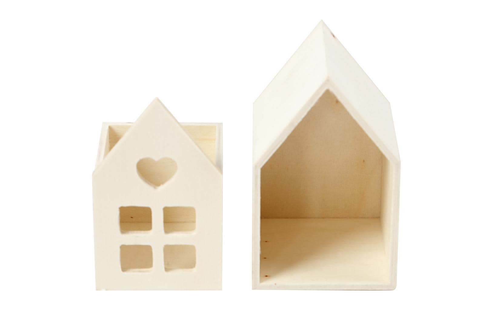 Creativ Company Holzrohling, Holz, Haus, 6,8 × 10,8 × 6,8 cm, Beige, 1 Stk.