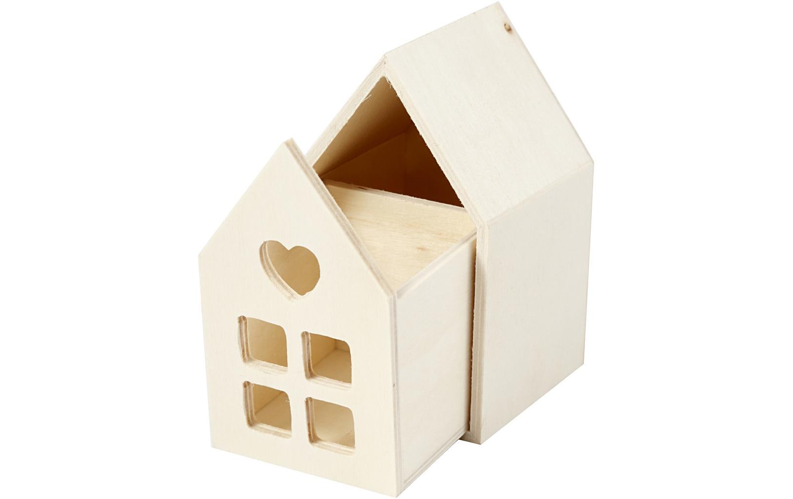 Creativ Company Holzrohling, Holz, Haus, 6,8 × 10,8 × 6,8 cm, Beige, 1 Stk.