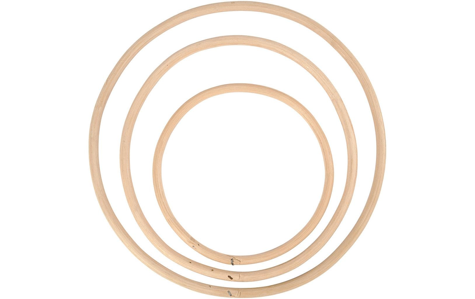 Creativ Company Holzring, Bambus, Natur, Ø 15,3 × 1 cm, Ø 20,3 × 1 cm, Ø 25,5 × 1 cm, 3 Stk., 50238