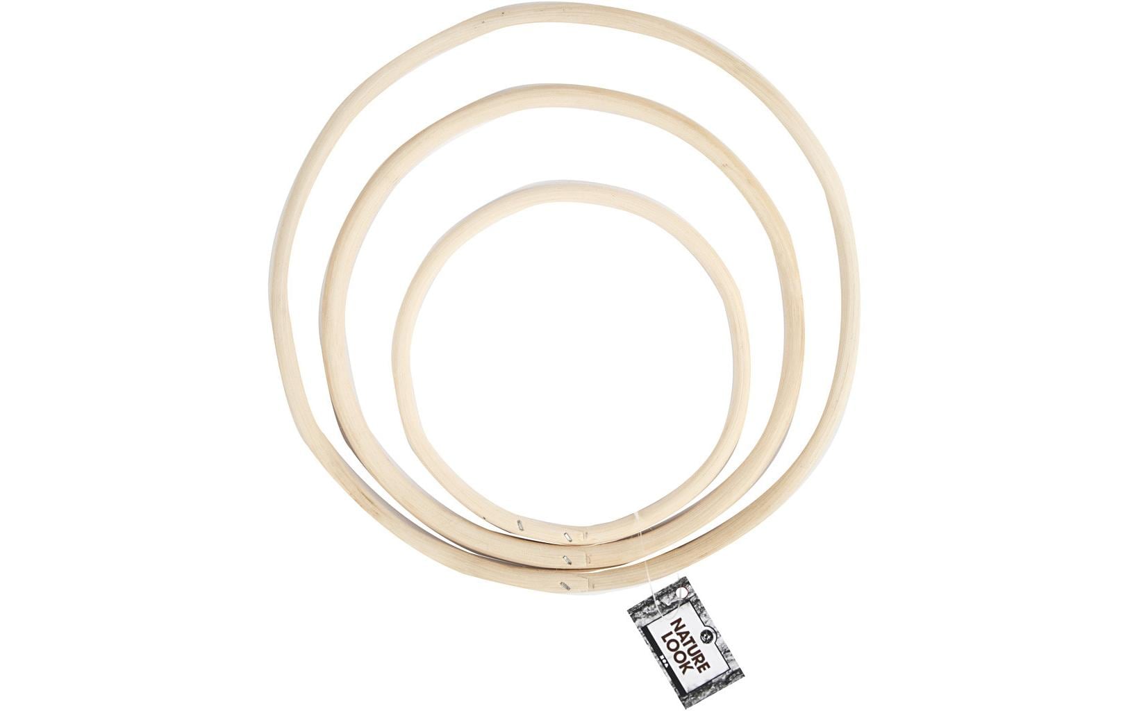 Creativ Company Holzring, Bambus, Natur, Ø 15,3 × 1 cm, Ø 20,3 × 1 cm, Ø 25,5 × 1 cm, 3 Stk., 50238