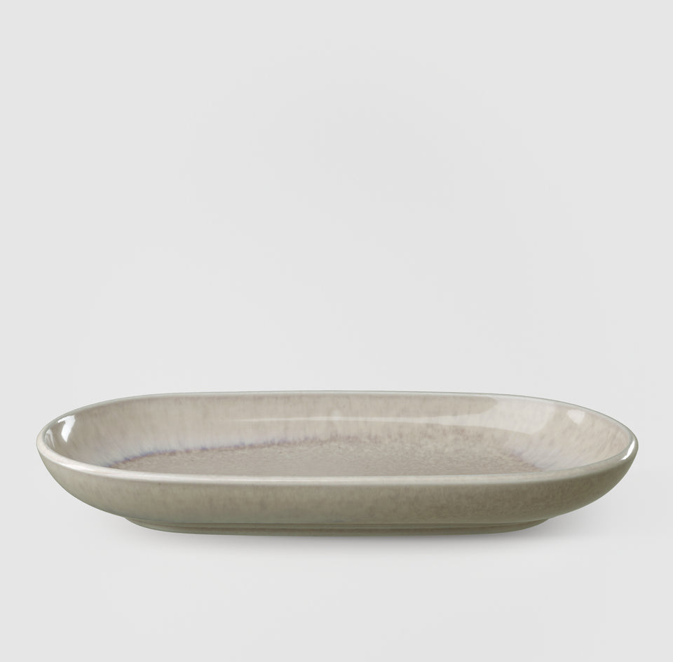 Villeroy & Boch Servierteller Perlemor Sand – 12,4 × 23 × 3,1 cm, Porzellan, Sand, spülmaschinenfest