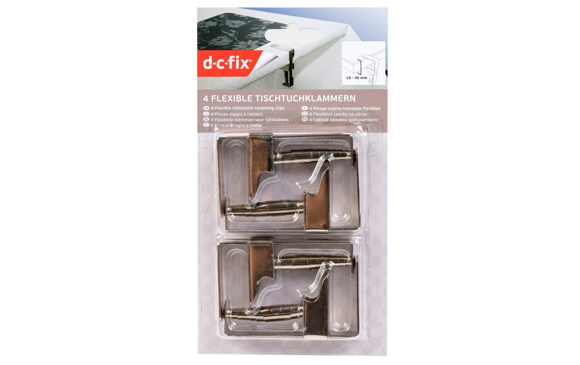 d-c-fix Tischtuchklammern – Silber – 4,3 × 8 cm – Metall – 4 Stk