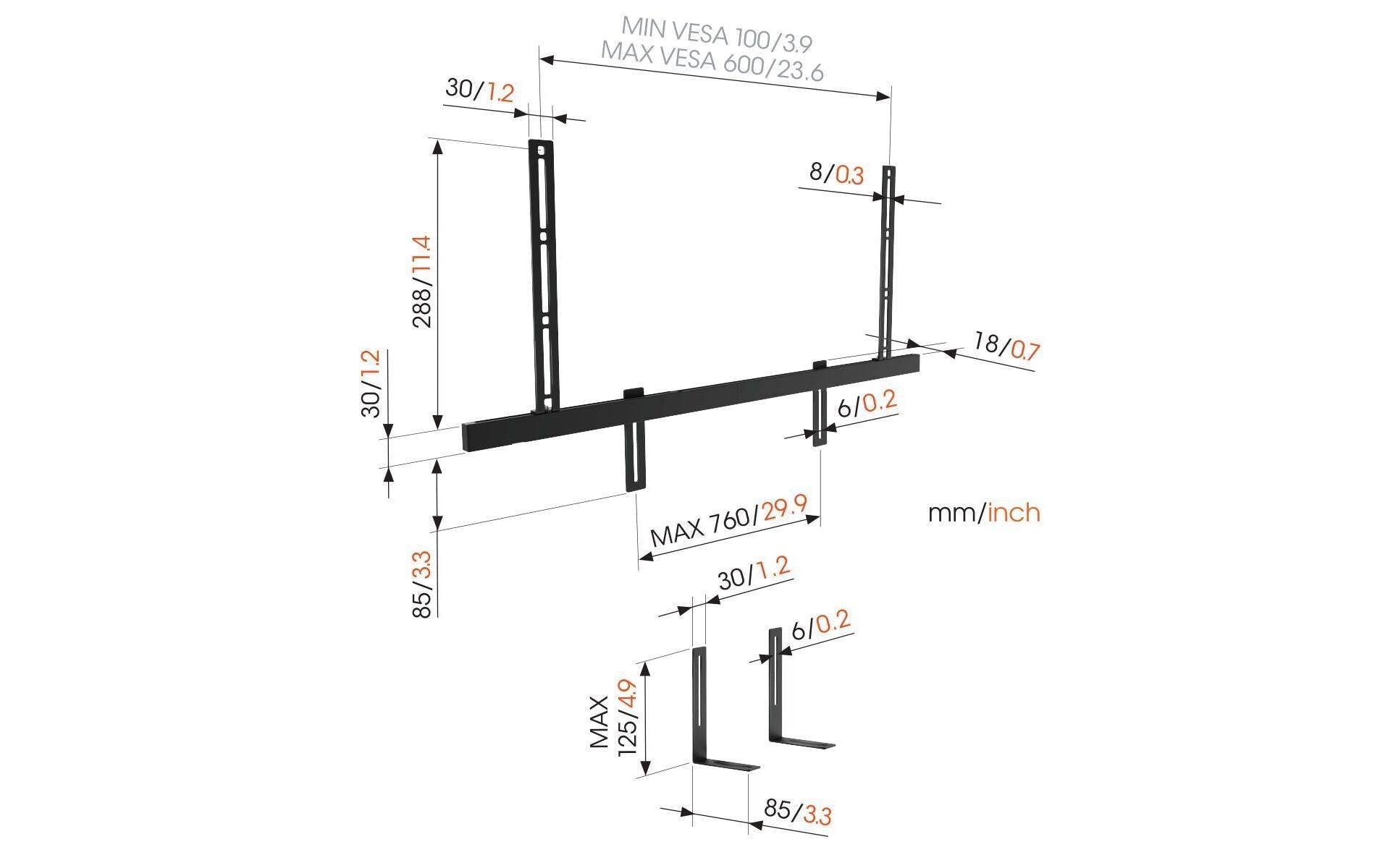 Vogel's Soundbar-Halterung – Tragkraft 6,5 kg – Schwarz