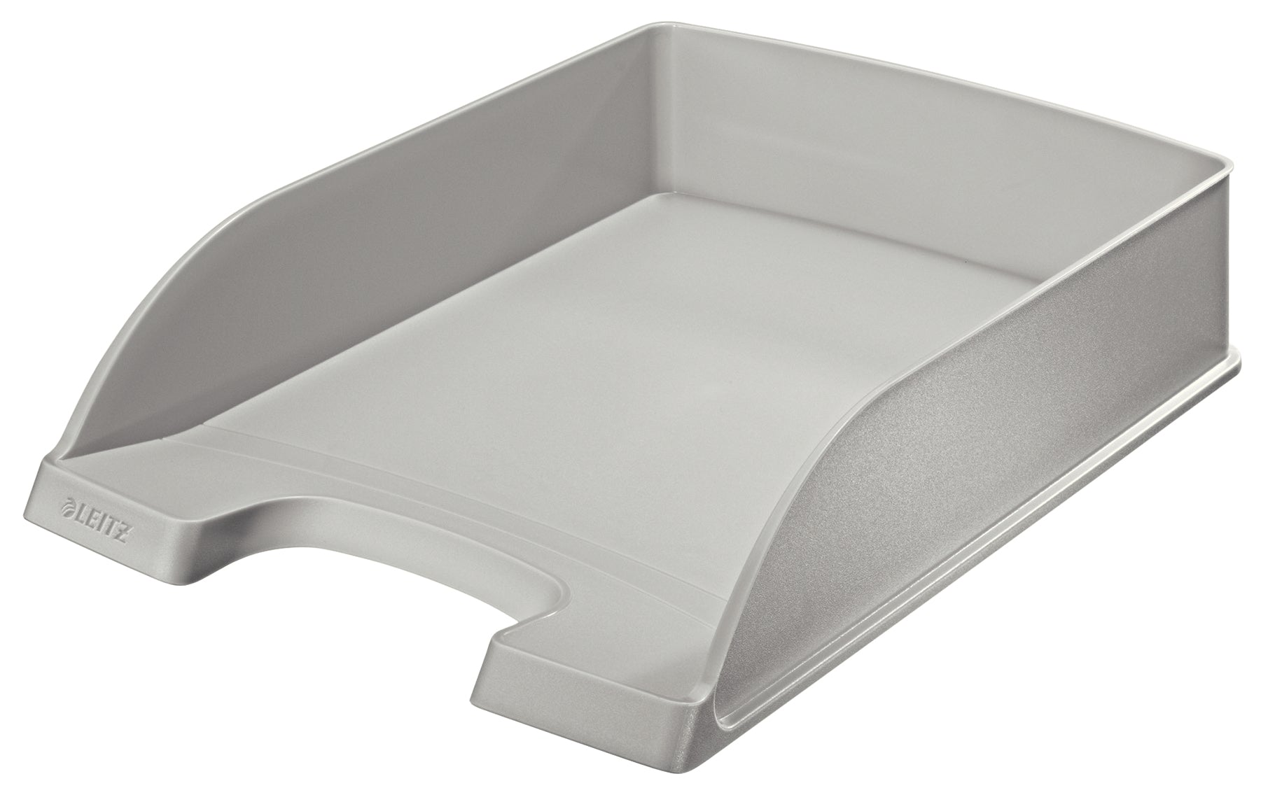 Leitz Stapelbarer Briefkorb mit Griffausschnitt, Beschriftungsfeld, matt, grau, B 255 × H 70 × T 357 mm