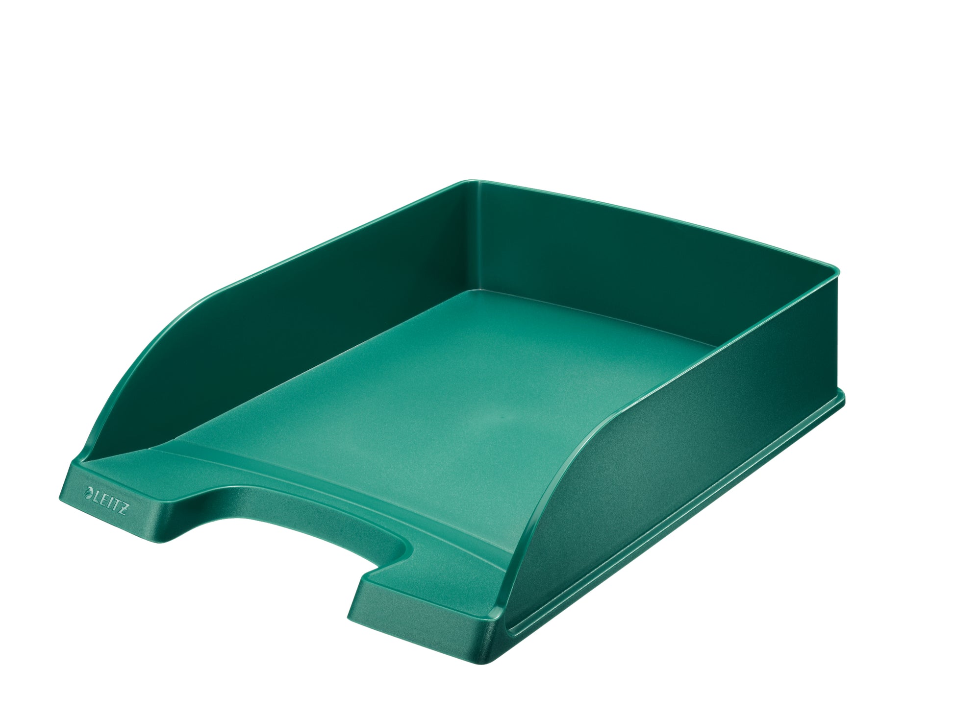 Leitz Stapelbarer Briefkorb mit Griffausschnitt, Beschriftungsfeld, matt, grün, B 255 × H 70 × T 357 mm
