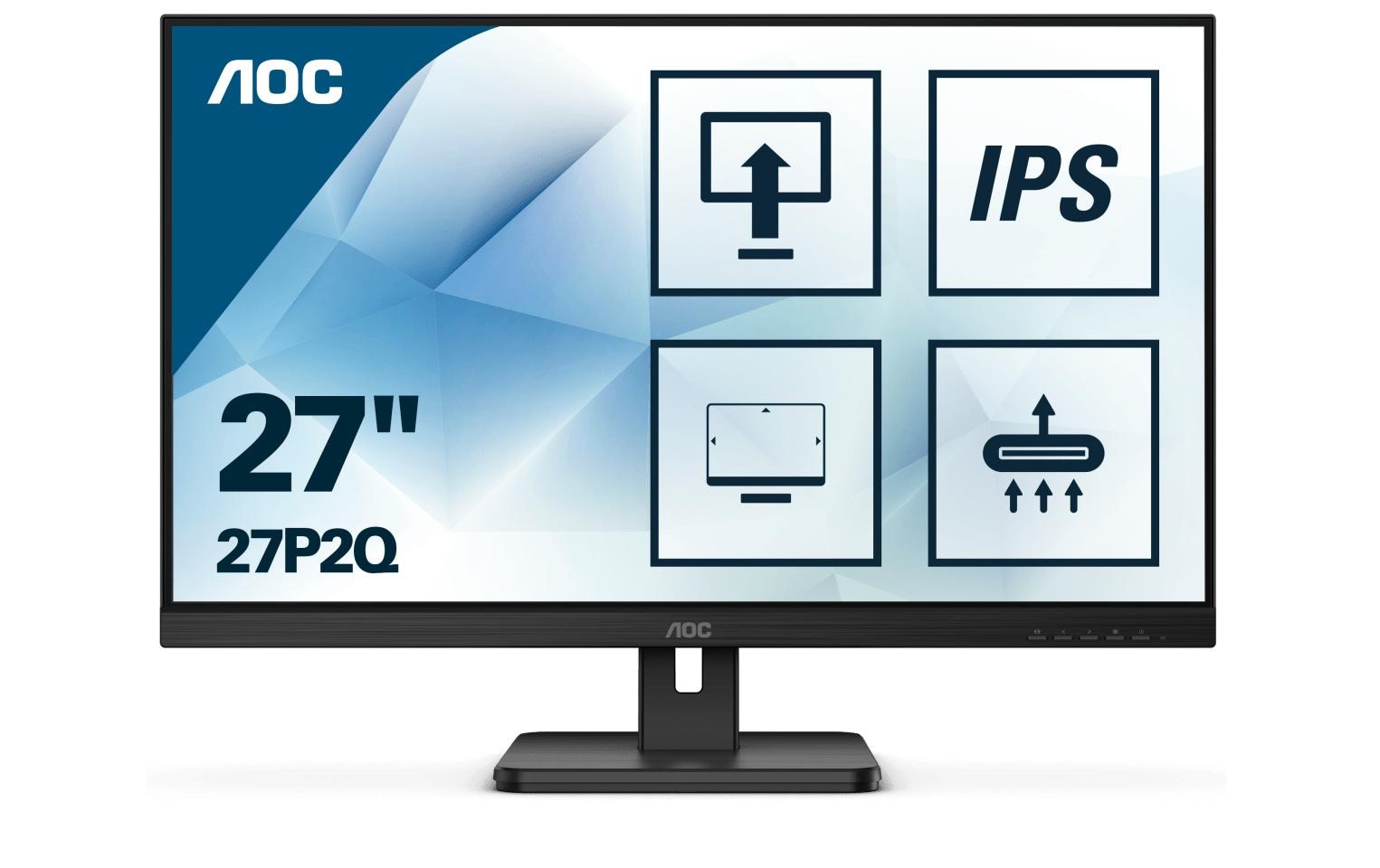 AOC 27P2Q – Monitor, 27", 1920 × 1080 (Full HD), IPS, 75 Hz, 250 cd/m², VESA 100 × 100, Schwarz