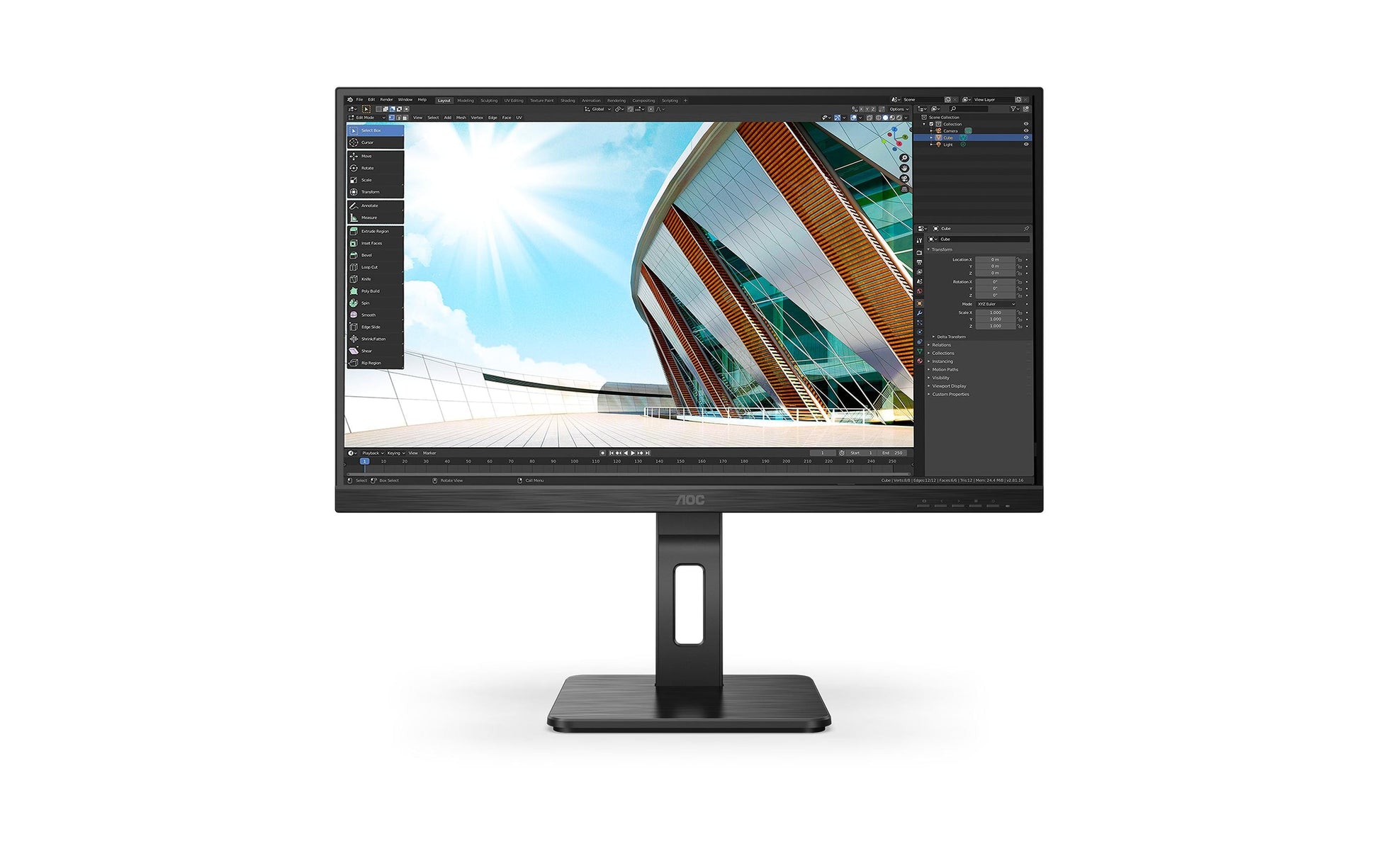 AOC 27P2Q – Monitor, 27", 1920 × 1080 (Full HD), IPS, 75 Hz, 250 cd/m², VESA 100 × 100, Schwarz
