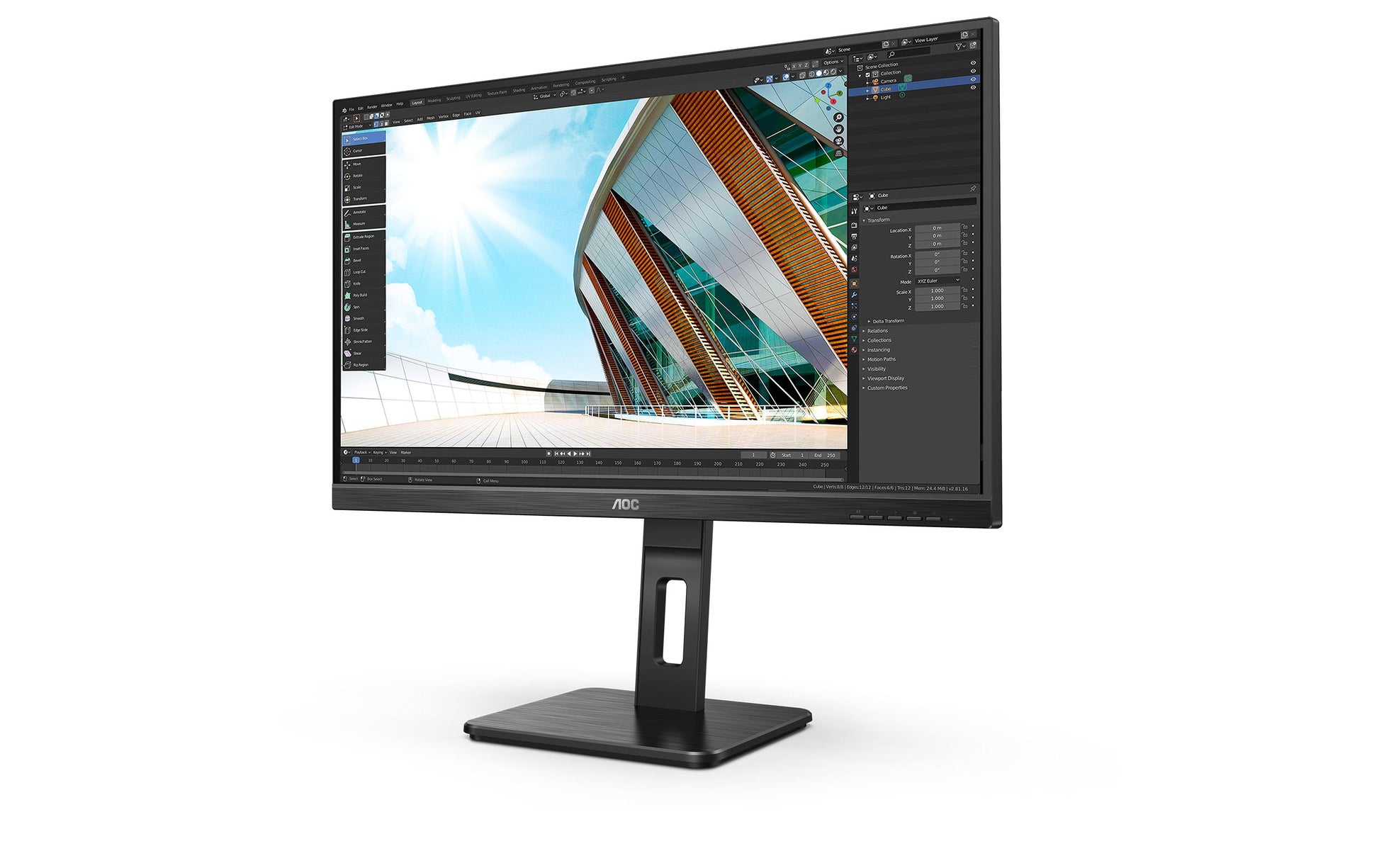 AOC 27P2Q – Monitor, 27", 1920 × 1080 (Full HD), IPS, 75 Hz, 250 cd/m², VESA 100 × 100, Schwarz