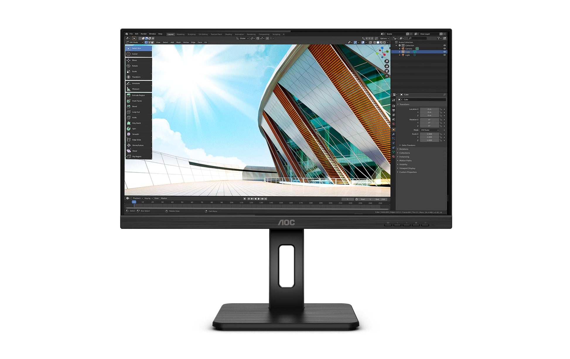 AOC U27P2 – Monitor, 27", 3840 × 2160 (UHD 4K), IPS, 60 Hz, 350 cd/m², VESA 100 × 100, Schwarz