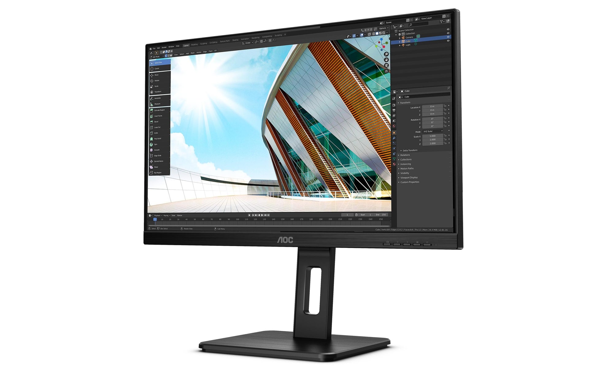 AOC U27P2 – Monitor, 27", 3840 × 2160 (UHD 4K), IPS, 60 Hz, 350 cd/m², VESA 100 × 100, Schwarz