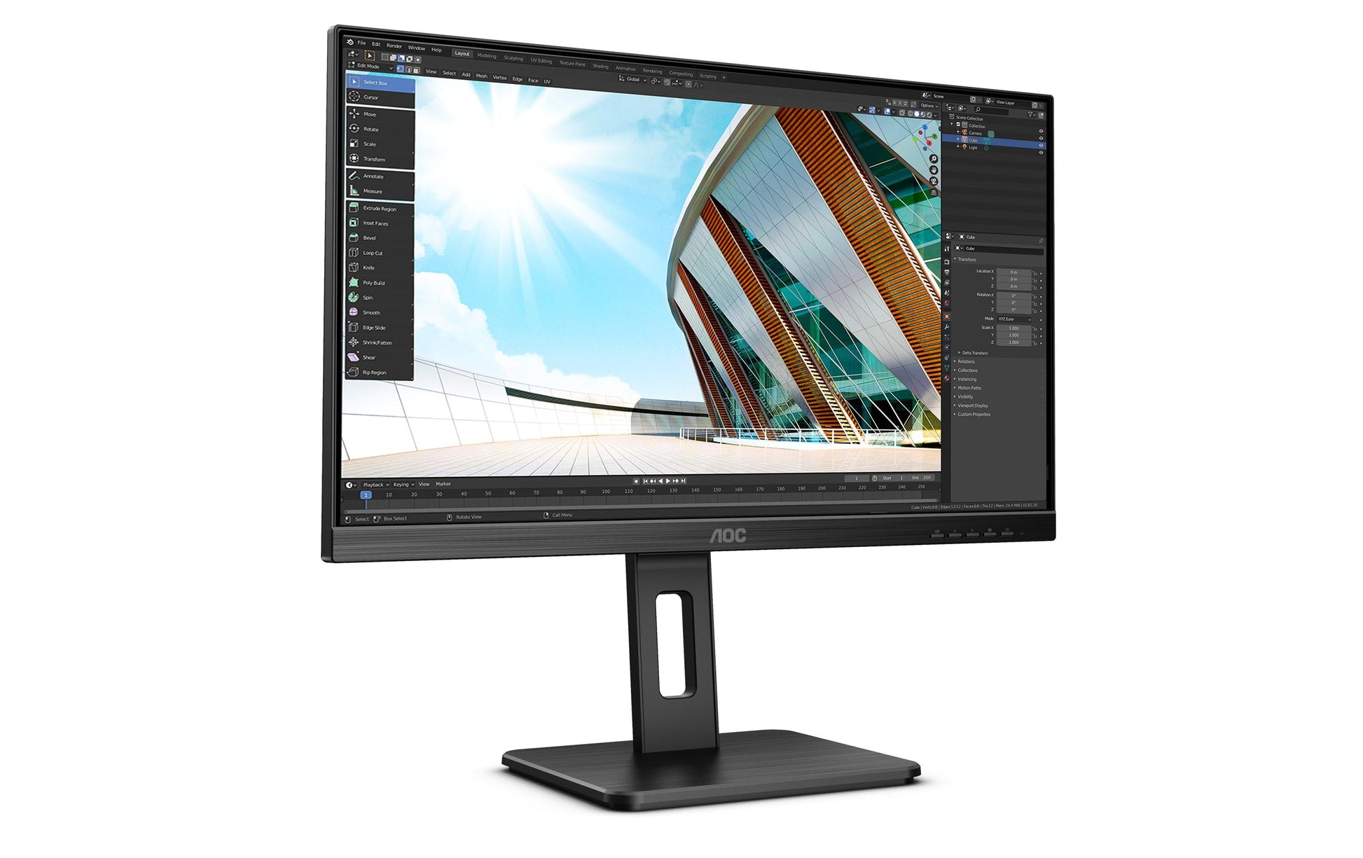 AOC U27P2 – Monitor, 27", 3840 × 2160 (UHD 4K), IPS, 60 Hz, 350 cd/m², VESA 100 × 100, Schwarz